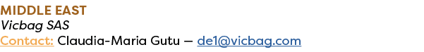 Middle east Vicbag SAS Contact: Claudia Maria Gutu — de1@vicbag.com
